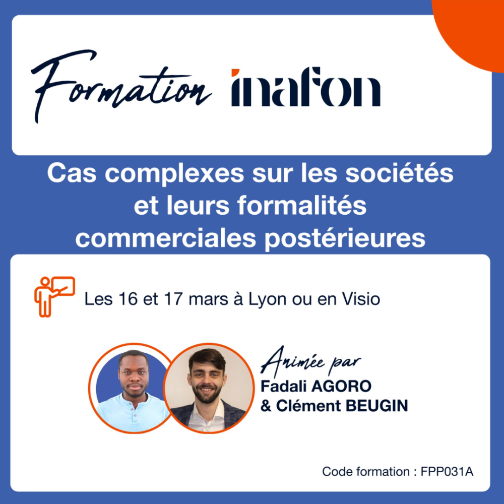 Formation INAFON : formalités et Guichet Unique